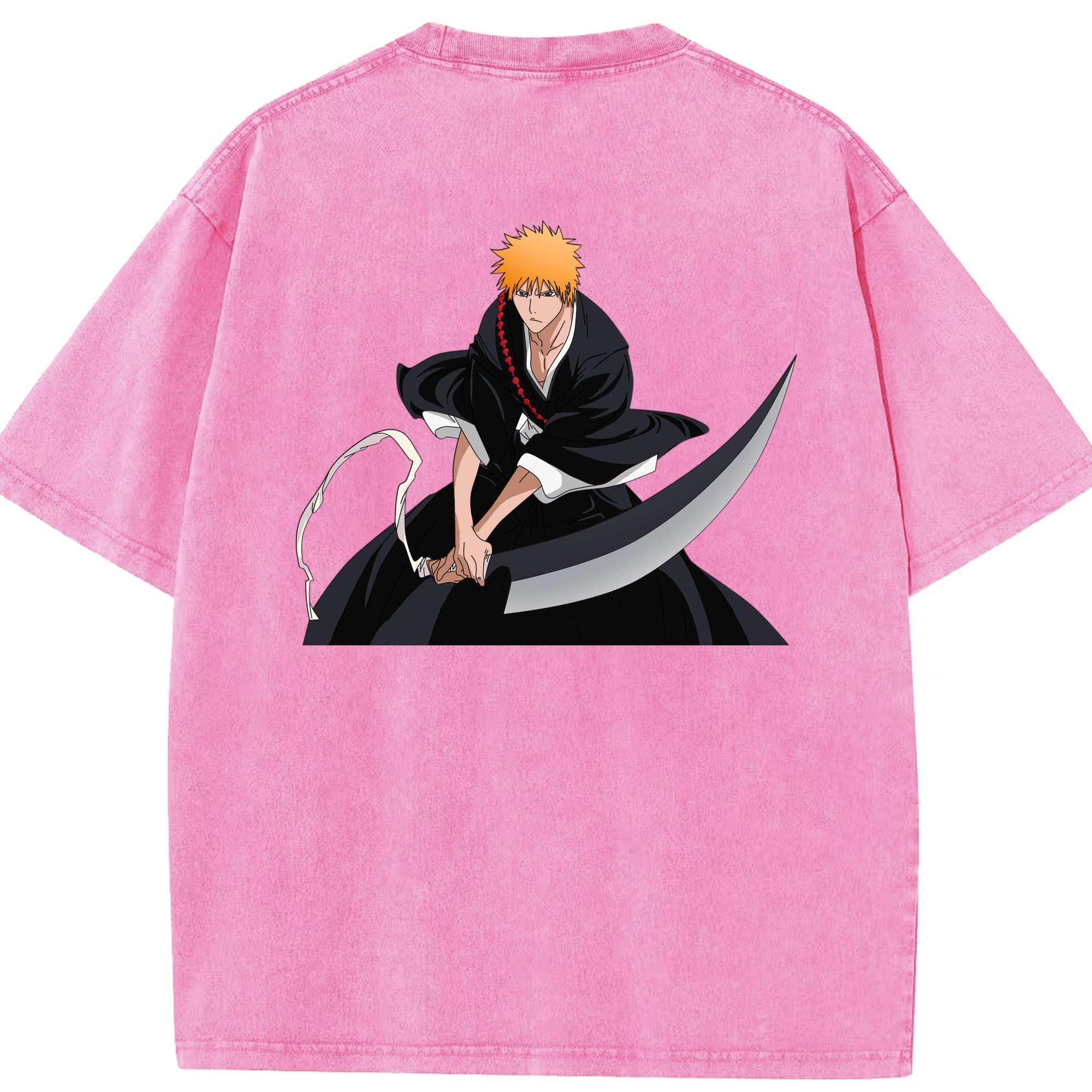 （画像用） ブリーチ 黒崎一護（くろさき いちご）BLEACH Kurosaki Ichigo 綿100% ヴィンテージ風 半袖Tシャツ（背面プリント）